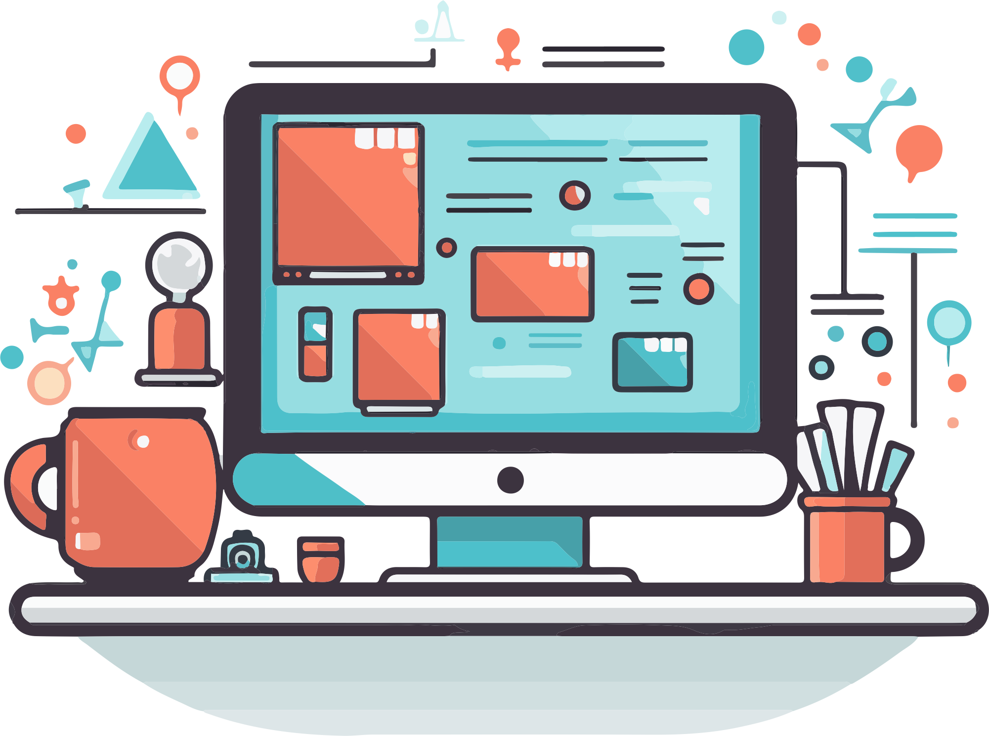 Responsive web design layout on desktop screen